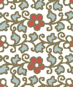 Halftone colorful seamless retro pattern red white spiral curve leaf vine flo 스톡 일러스트