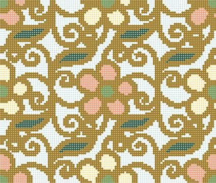 Halftone colorful seamless retro pattern curve spiral vortex cross vine leaf  Illustrazione stock
