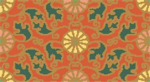 Halftone colorful seamless retro pattern oriental Japanese spiral vortex roun Stock Illustration