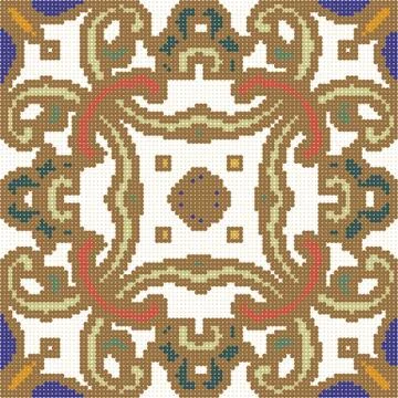 Halftone colorful seamless retro pattern curve cross chain flower oriental ch Stock Illustration