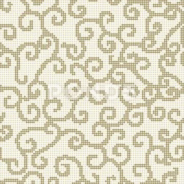 Halftone colorful seamless retro pattern oriental spiral curve vine chintz Stock Illustration