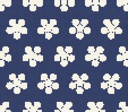 Halftone colorful seamless retro pattern navy blue Japanese round flower chin Illustrazione stock