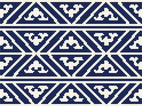 Halftone colorful seamless retro pattern navy blue Japanese geometry check fr Stock Illustration