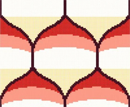 Halftone colorful seamless retro pattern oriental red pink curve point geomet Illustrazione stock