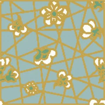 Halftone colorful seamless retro pattern Japanese elegant plumb blossom flowe Stock Illustration