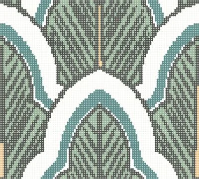 Halftone colorful seamless retro pattern oriental botanic garden curve cross  Illustrazione stock