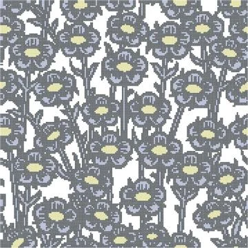 Halftone colorful seamless retro pattern nature garden plant vintage blue flo Stock Illustration