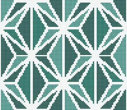 Halftone colorful seamless retro pattern green polygon star cross geometry li Stock Illustration