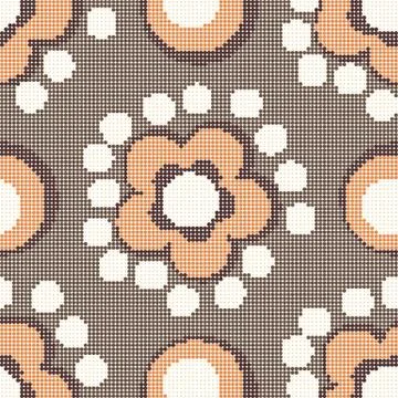 Halftone colorful seamless retro pattern vintage round cross dot line flower イラスト素材