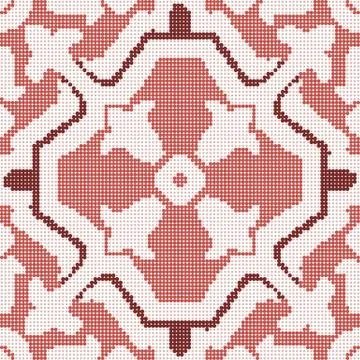 Halftone colorful seamless retro pattern vintage red geometry cross frame flo Stock Illustration