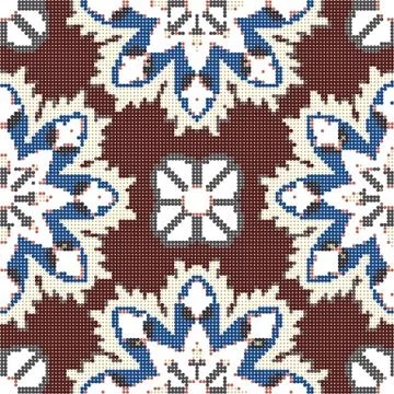 Halftone colorful seamless retro pattern vintage purple red cross flower 스톡 일러스트