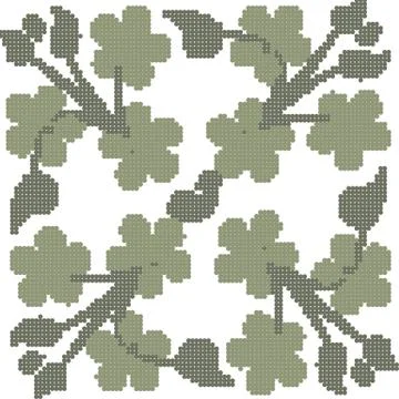 Halftone colorful seamless retro pattern cross clover green leaf vine Illustrazione stock
