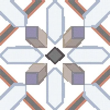 Halftone colorful seamless retro pattern crystal cross geometry square Stock Illustration