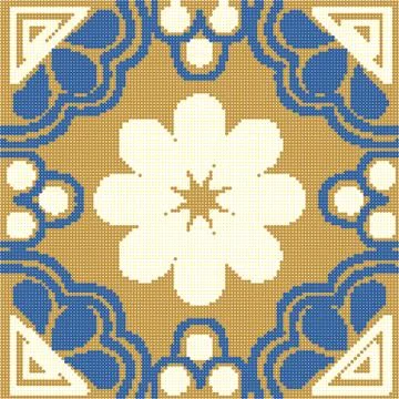 Halftone colorful seamless retro pattern oriental gold yellow flower triangle Stock Illustration