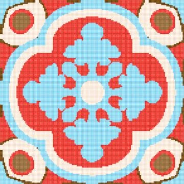 Halftone colorful seamless retro pattern red blue curve cross kaleidoscope 스톡 일러스트