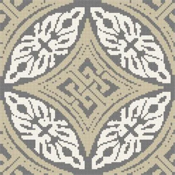 Halftone colorful seamless retro pattern round aboriginal cross geometry chai Stock Illustration