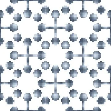 Halftone colorful seamless retro pattern round dot circle cross line Stock Illustration