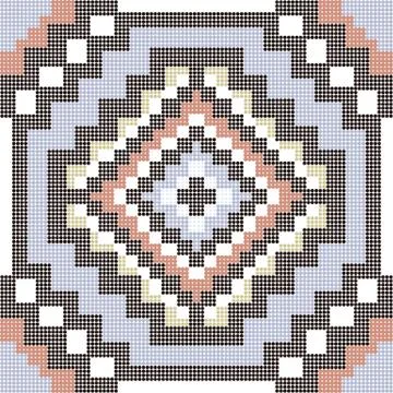 Halftone colorful seamless retro pattern square mosaic octagon geometry cross Stock Illustration