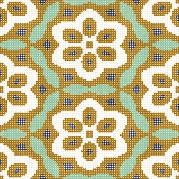 Halftone colorful seamless retro pattern vintage green curve polygon flower c イラスト素材