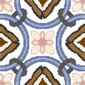 Halftone colorful seamless retro pattern vintage round circle cross chain flo Illustrazione stock