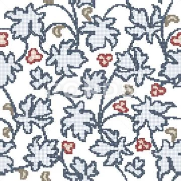 Halftone colorful seamless retro pattern vintage nature blue leaf vine Stock Illustration