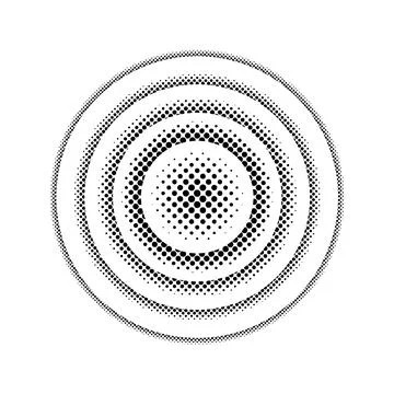 Halftone concentric circles ripple, target design in abstract black dot pat.. イラスト素材