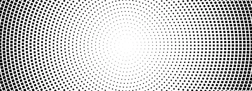 Halftone concentric dotted background. Square dots gradient texture. Radial Stock Illustration