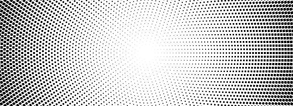 Halftone concentric dotted background. Square dots comic gradient texture Illustrazione stock
