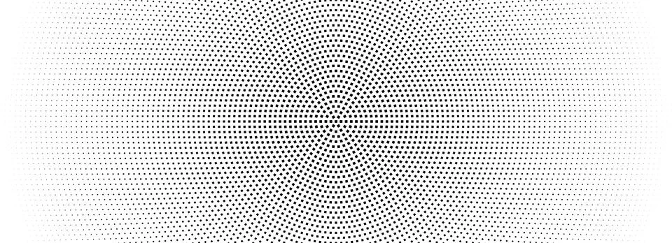 Halftone concentric dotted background. Square dots comic gradient texture Stock Illustration