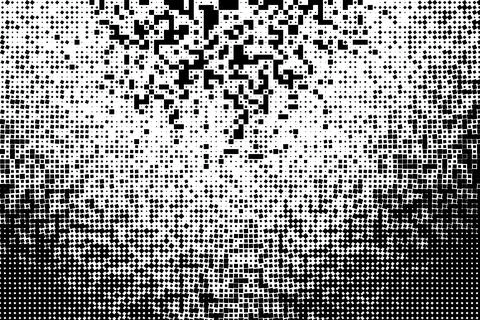 Halftone Concentric Pattern with Pixel Squares イラスト素材