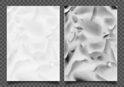 Halftone crumpled paper sheets Stock Illustration