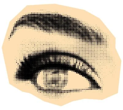 Halftone Detailed Eye with Long Lashes and Brow 스톡 일러스트