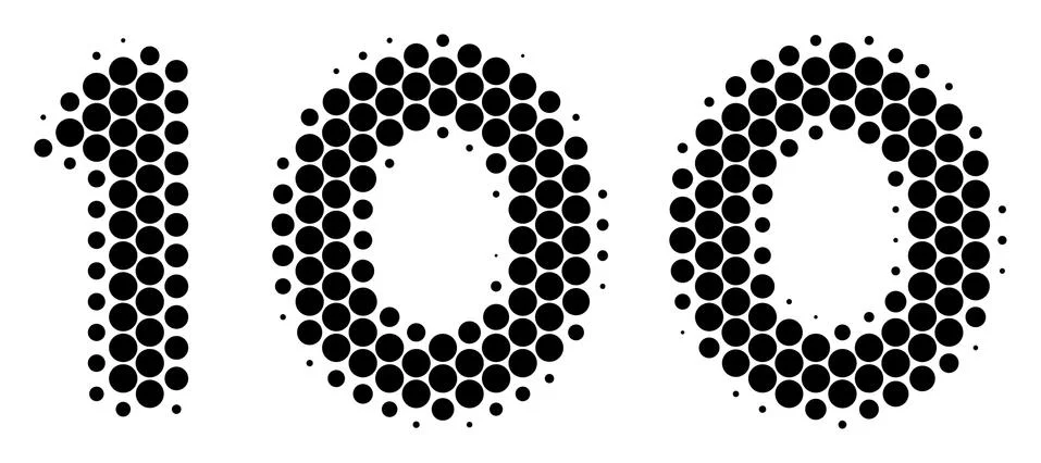Halftone Dot 100 Text Icon 스톡 일러스트