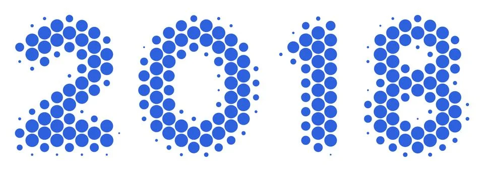 Halftone Dot 2018 Year Text Icon Stock Illustration