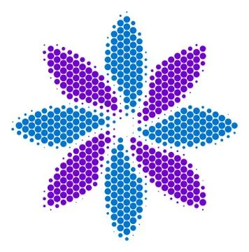 Halftone Dot Abstract Flower Icon Illustrazione stock