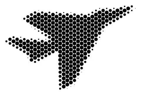 Halftone Dot Airplane Intercepter Icon Stock Illustration