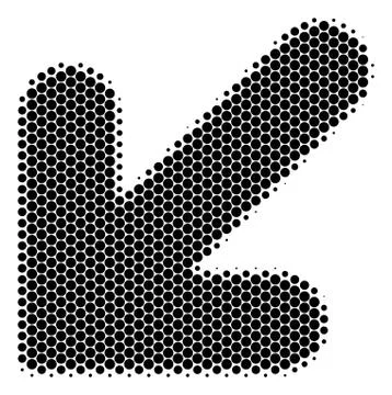 Halftone Dot Arrow Down Left Icon Stock Illustration