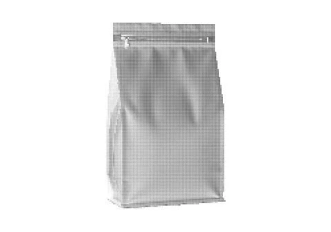 Halftone dot art rendering of a grocery bag or paper sack. Illustration