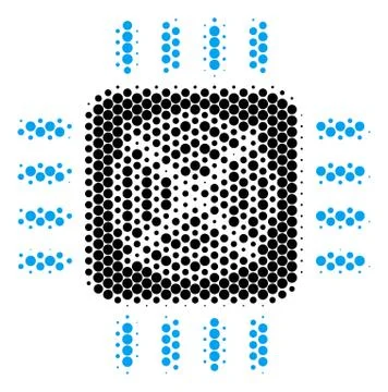 Halftone Dot Asic Processor Icon Stock-Illustration