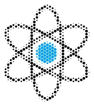 Halftone Dot Atom Icon Stock Illustration