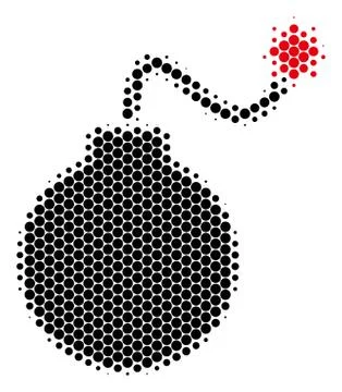 Halftone Dot Bomb Icon Illustrazione stock