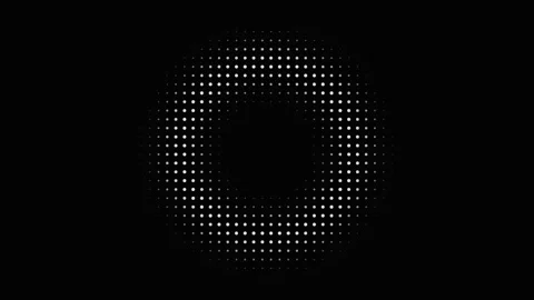 Halftone dot circle glowing on black background Stock Footage 335932968