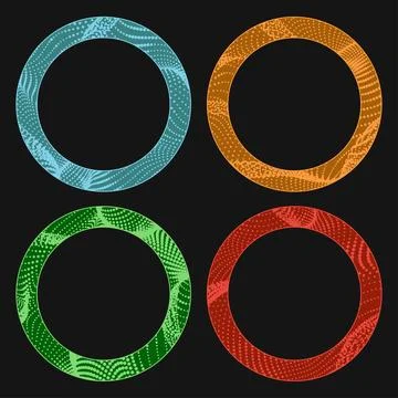 Halftone dot circles, frame border. Vector Stock Illustration