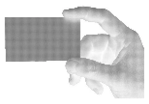 Halftone dot credit card held by hand illustration. Illustrazione stock