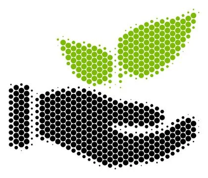 Halftone Dot Eco Startup Hand Icon Stockillustratie