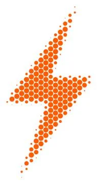 Halftone Dot Electric Bolt Icon Stock Illustration