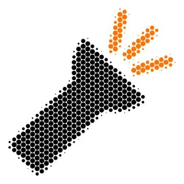 Halftone Dot Electric Torch Light Icon イラスト素材