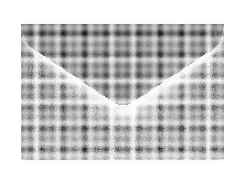 Halftone dot envelope icon with black circles on white background for commu.. Illustrazione stock
