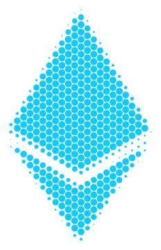 Halftone Dot Ethereum Crystal Icon Stock Illustration