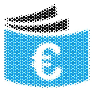 Halftone Dot Euro Checkbook Icon Illustrazione stock